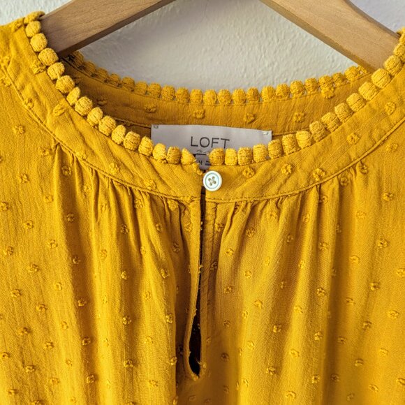 LOFT Swiss Dot Blouse in Mustard Yellow Size M - Picture 2 of 7